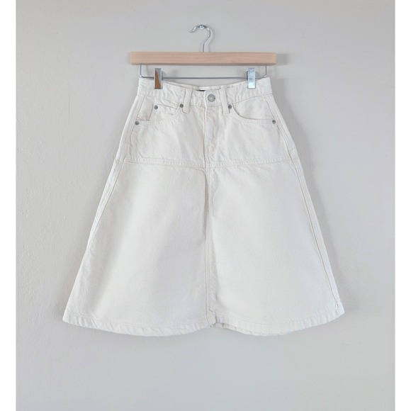 Banana Republic Dresses & Skirts - Banana Republic Ecru Denim Skirt Womens 00P Preppy Coastal Chic Neutral Quiet